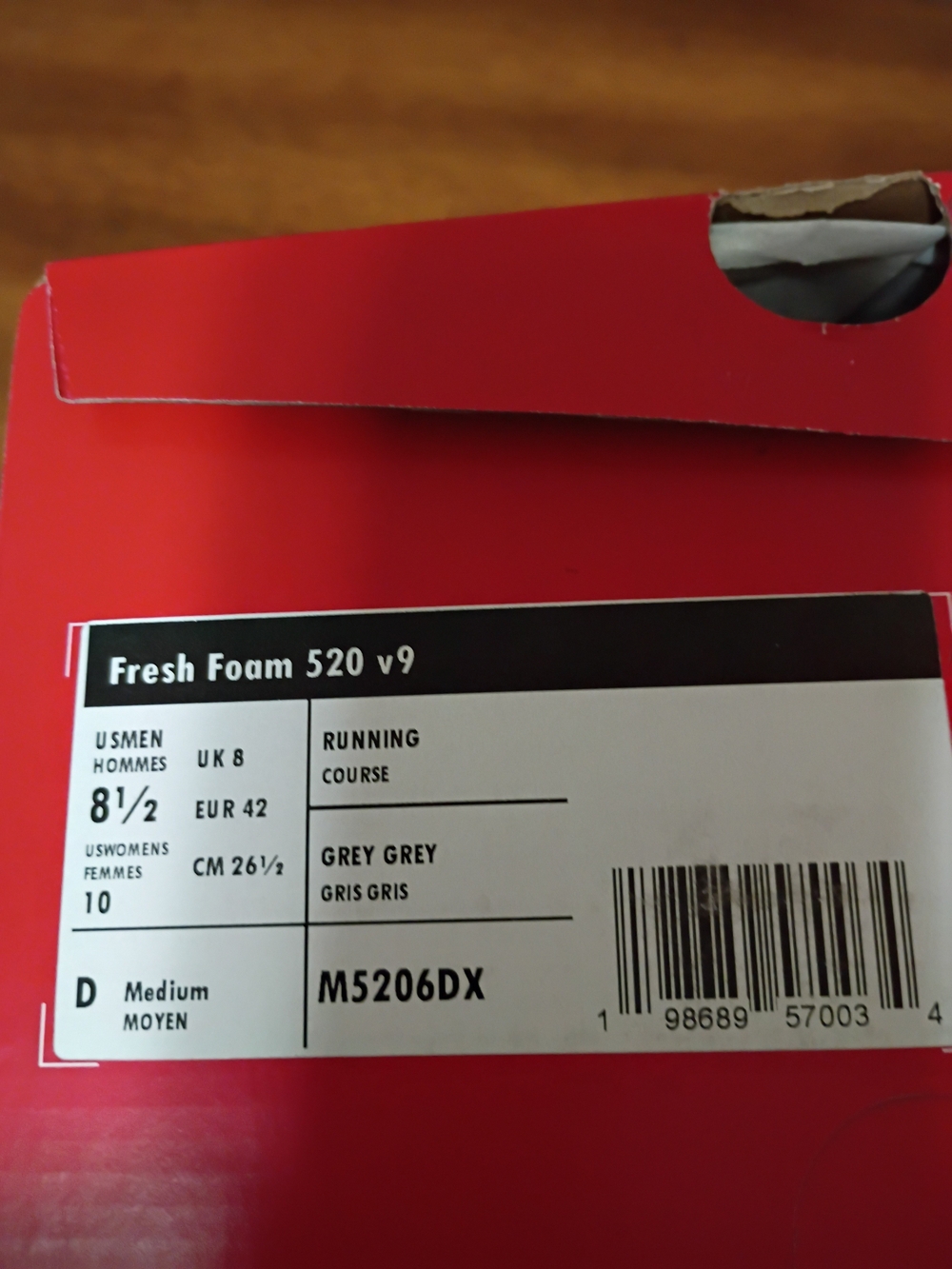 New Balance Fresh Foam 520 v9 Grey Woman Running Shoes Box